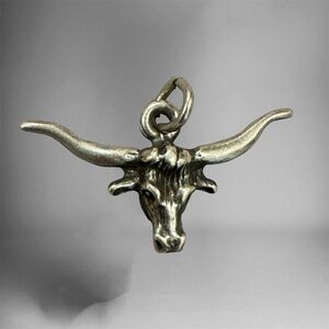Adorable Tiny Western Cow Skull Bracelet / Necklace Charm - Sterling Charm 925